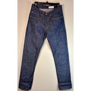 Gustin Raw Blue Denim Selvedge Jeans California Straight Button Fly #173 32 x 34